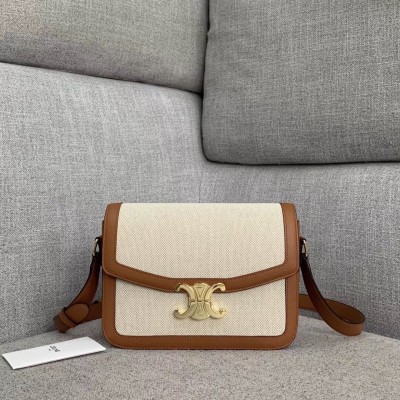 Celine Triomphe Medium Bag In Textile and Calfskin LDBS243646