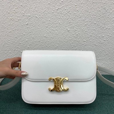 Celine Triomphe Medium Bag In White Smooth Calfskin LDBS243650