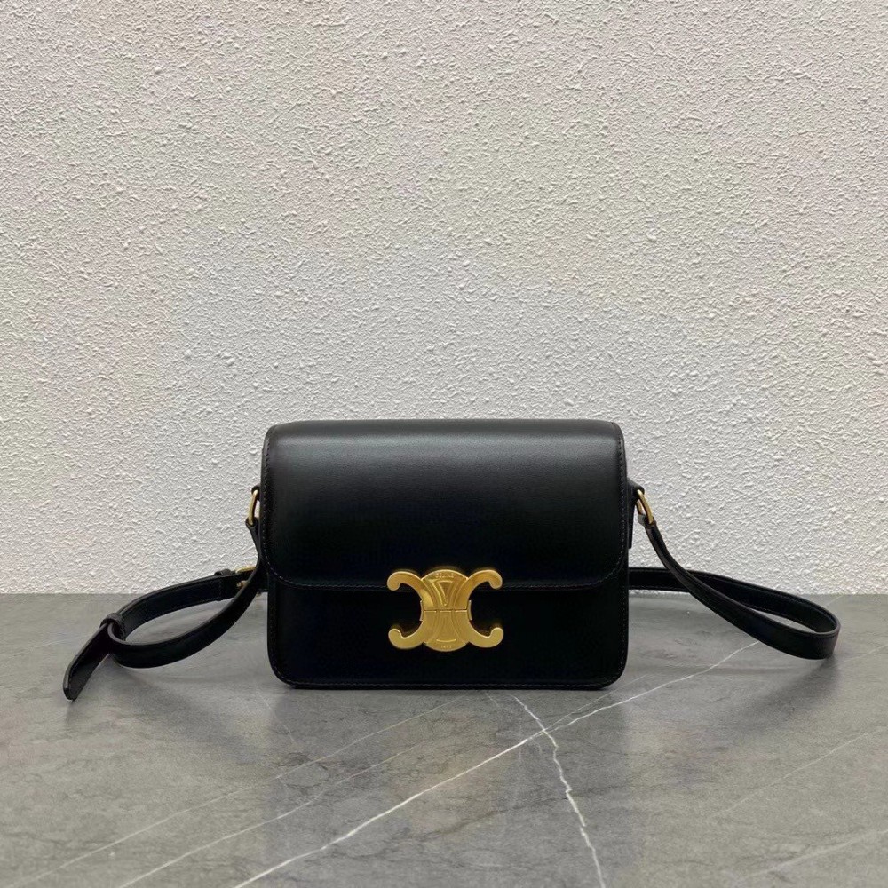 Celine Triomphe Teen Bag In Black Leather LDBS243655