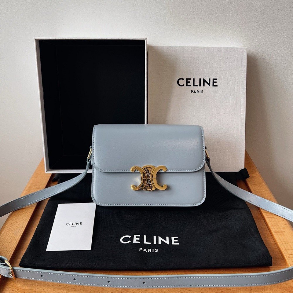 Celine Triomphe Teen Bag In Pale Blue Leather LDBS243635