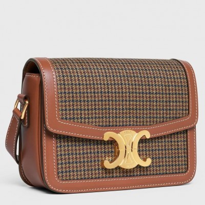 Celine Triomphe Teen Bag In Tweed and Calfskin LDBS243652