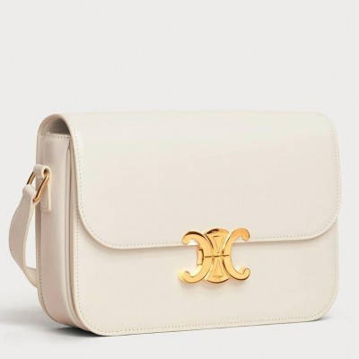 Celine Triomphe Teen Bag In White Leather LDBS243656