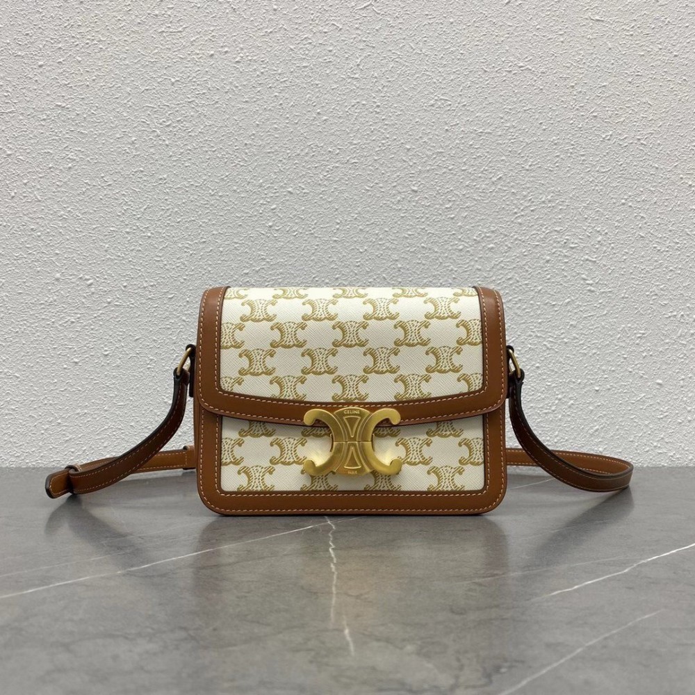 Celine Triomphe Teen Bag In White Triomphe Canvas LDBS243662