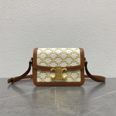 Celine Triomphe Teen Bag In White Triomphe Canvas LDBS243662