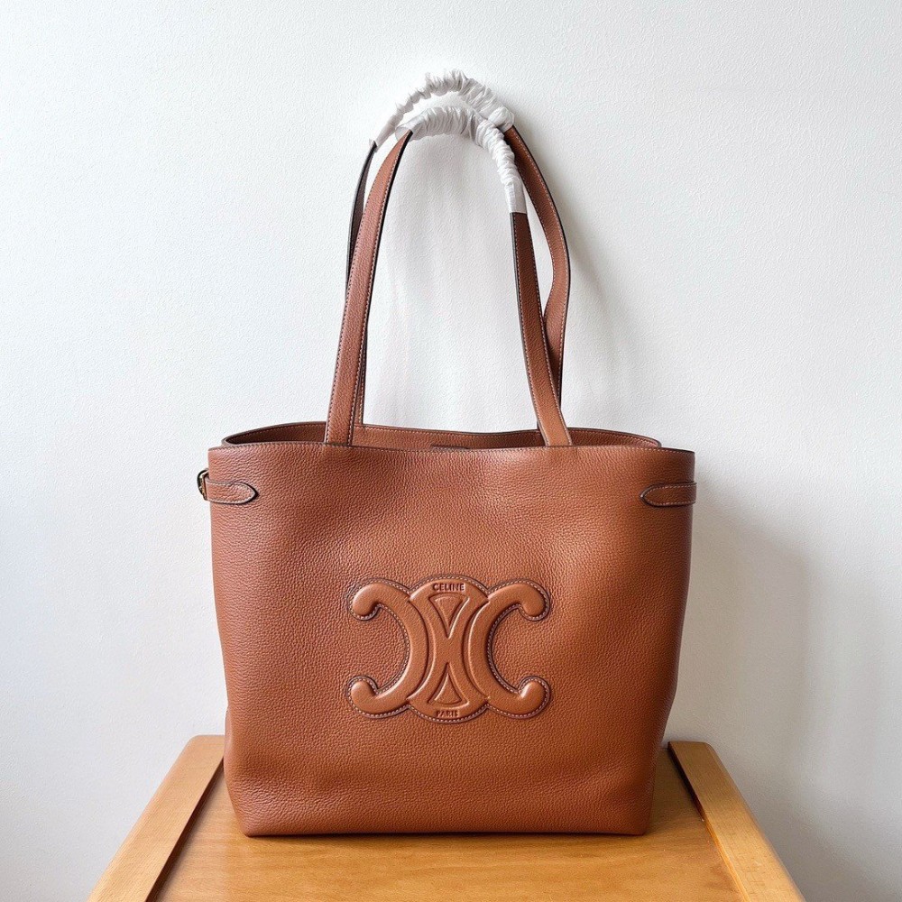 Celine Medium Cabas Anais Cuir Triomphe Bag in Brown Leather