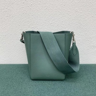 Celine Sangle Small Bucket Bag In Celadon Calfskin