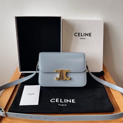 Celine Triomphe Teen Bag In Pale Blue Leather