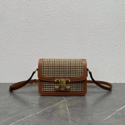 Celine Triomphe Teen Bag In Tweed and Calfskin