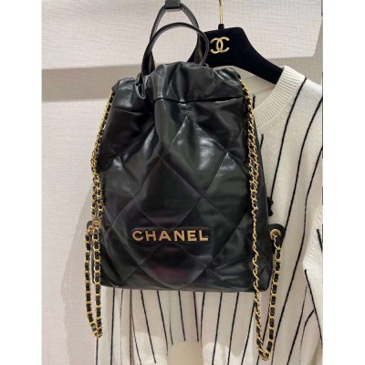 Chanel 22 Backpack in Black Shiny Calfskin AS3859 LDBS16019