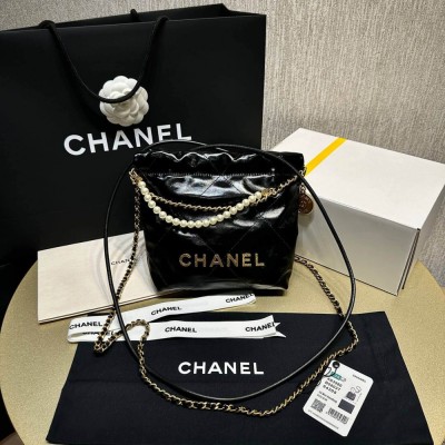 Chanel 22 Mini Bag Shiny Crumpled Calfskin with Pearl Chain AS3980 LDBS16004