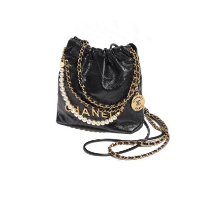 Chanel 22 Mini Bag Shiny Crumpled Calfskin with Pearl Chain AS3980 LDBS16004