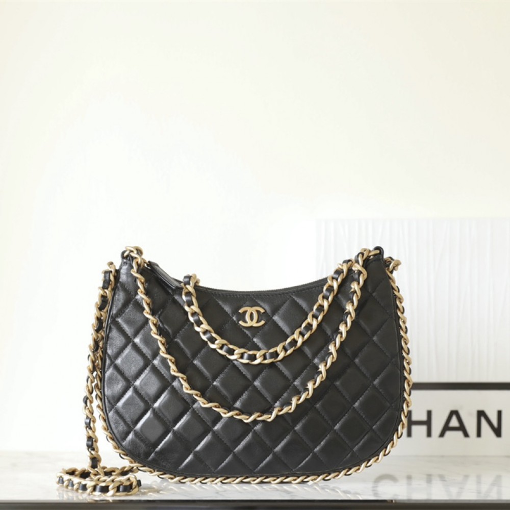 Chanel 23B Series Chain Shoulder Bag Large Black