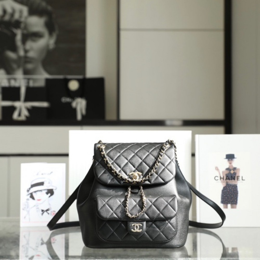 Chanel 23C Vintage Backpack Series Black Large