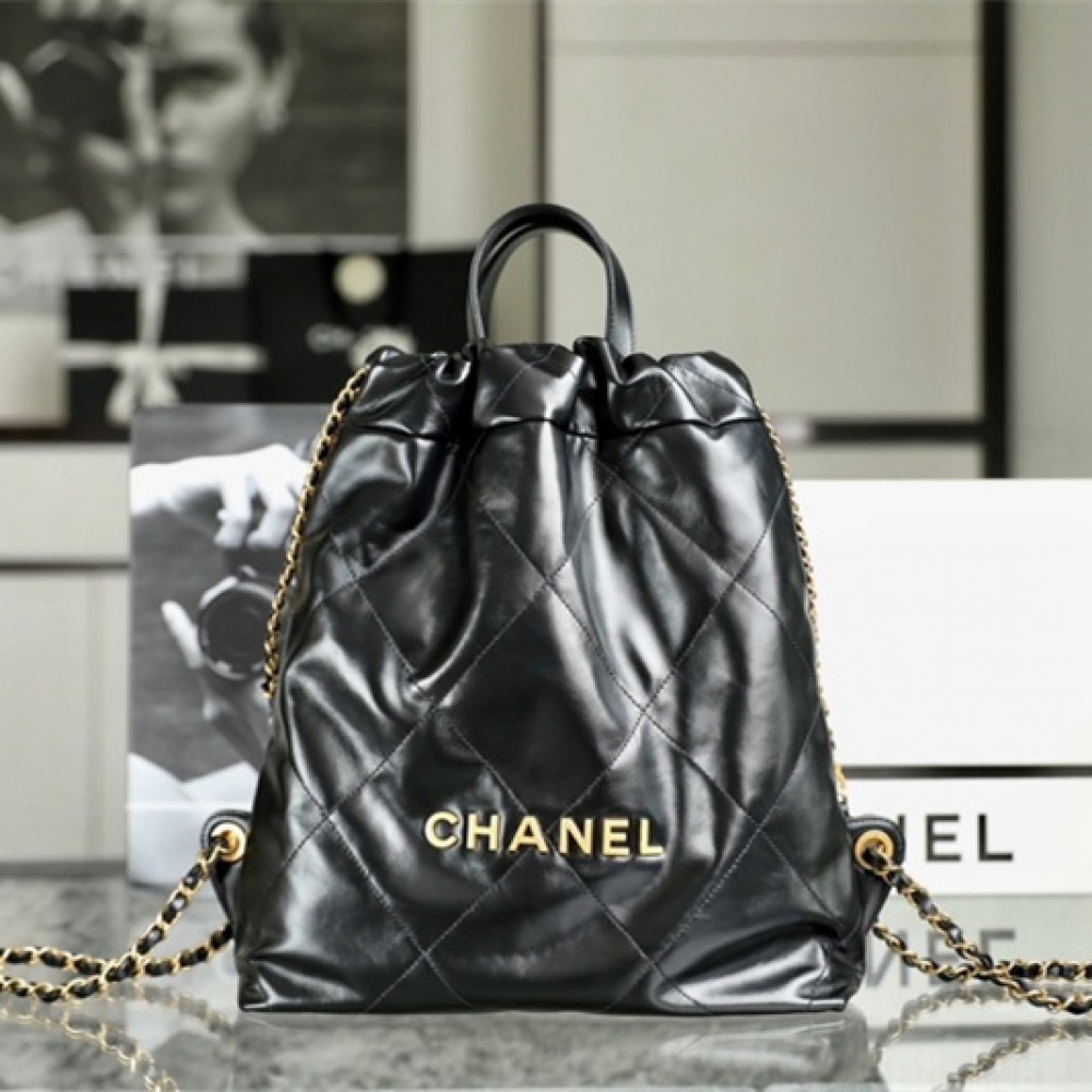 Chanel 23P Series Backpack Black and Gold