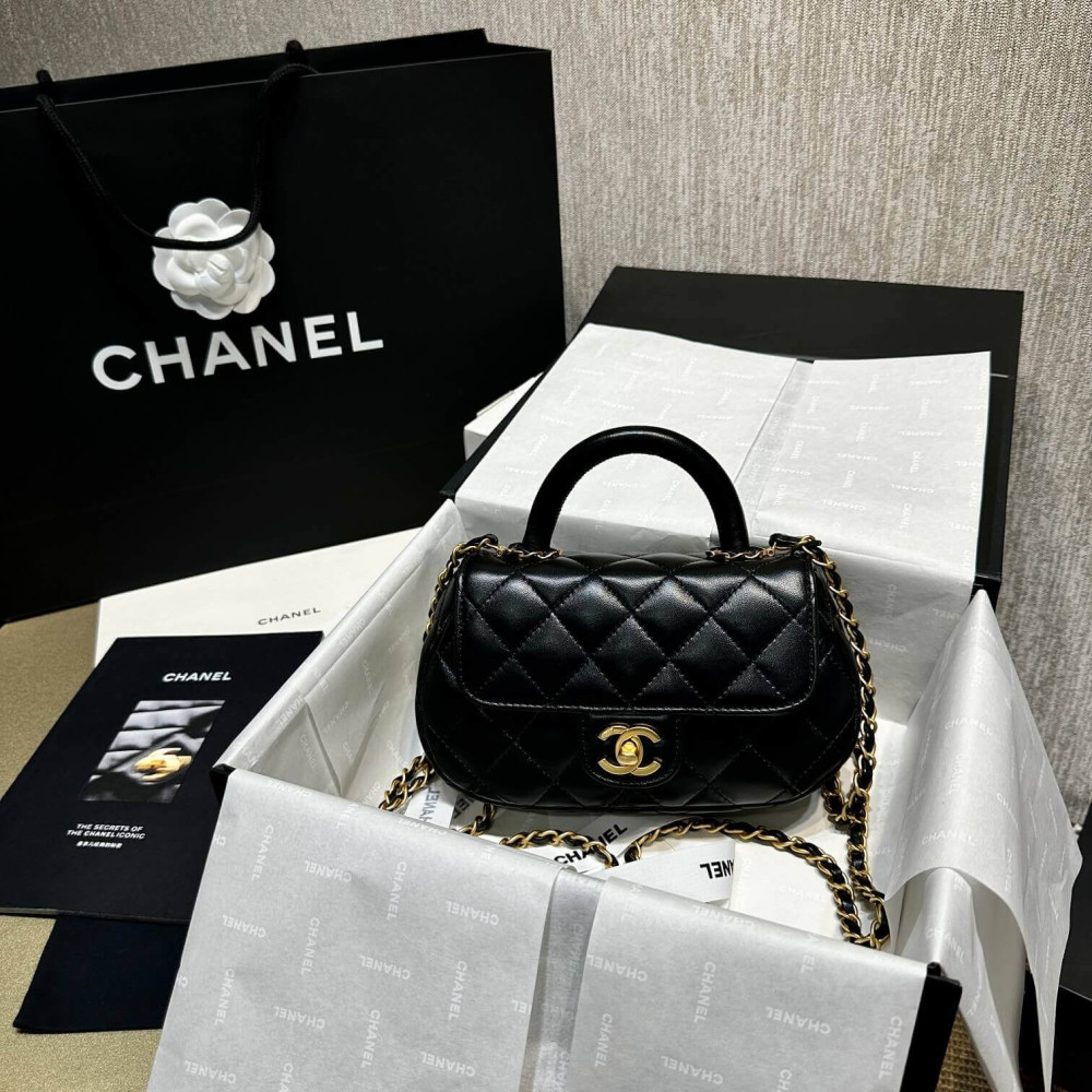 Chanel 24C Quilted Lambskin Small Bag With Top Handle AS4573 LDBS16100