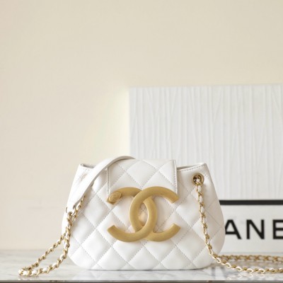 Chanel 24C series round shoulder bag white small