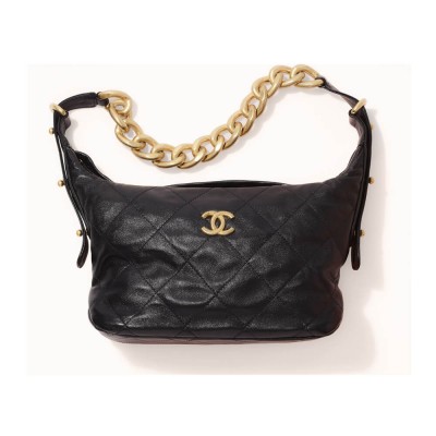 Chanel Black Calfskin Leathe Hobo Bag AS2910 LDBS16074