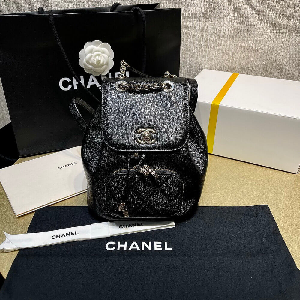 Chanel Business Affinity Mini Backpack in Black Caviar AS3530 LDBS16021