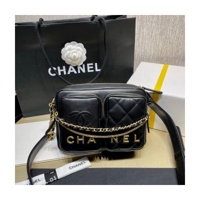 Chanel Calfskin Leather Camera Case Black AS2924 LDBS16097