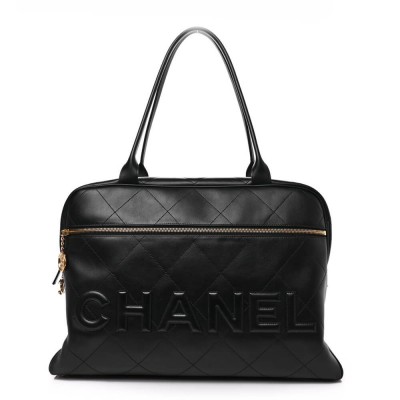 Chanel Calfskin Quilted Logo Maxi Bowling Bag AS3718 LDBS16109