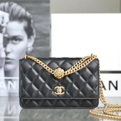 Chanel Camellia Buckle Classic Flap Bag Small Lambskin