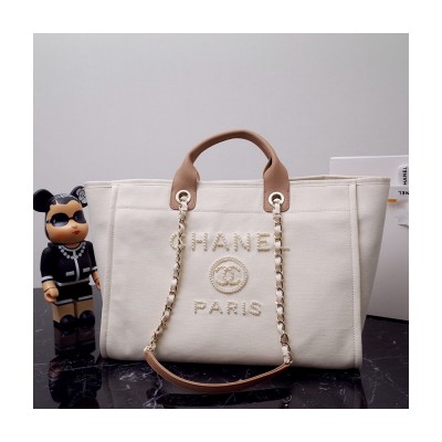 Chanel Canvas Large Deauville Pearl Tote Bag A66941 LDBS16110