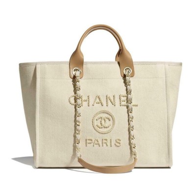 Chanel Canvas Large Deauville Pearl Tote Bag A66941 LDBS16110