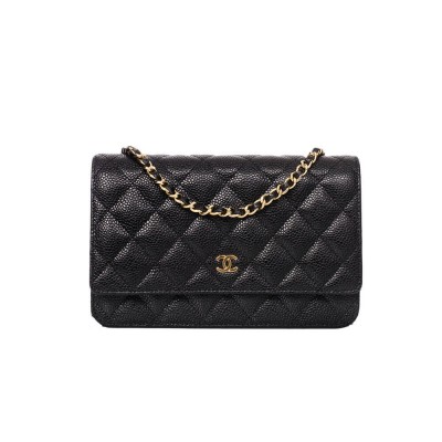 Chanel Caviar Quilted Wallet On Chain Woc Gold Hardware A33814 LDBS16120