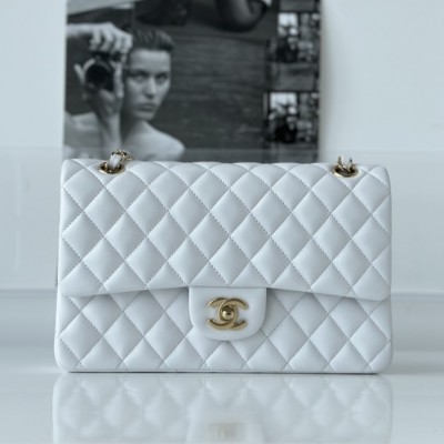 Chanel Classic Flap Lambskin Bag White with Gold Hardware