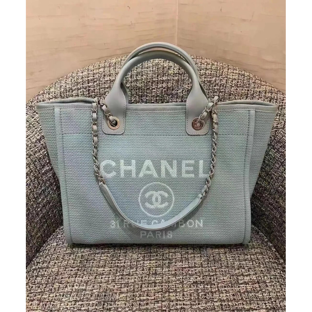 Chanel Deauville Shopping Bag in Mixed Fibers Grey AS3351 LDBS16090