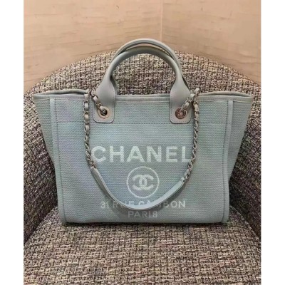 Chanel Deauville Shopping Bag in Mixed Fibers Grey AS3351 LDBS16090