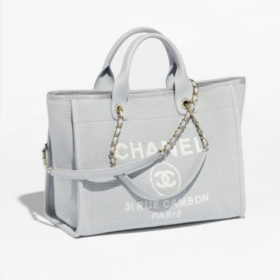 Chanel Deauville Shopping Bag in Mixed Fibers Grey AS3351 LDBS16090