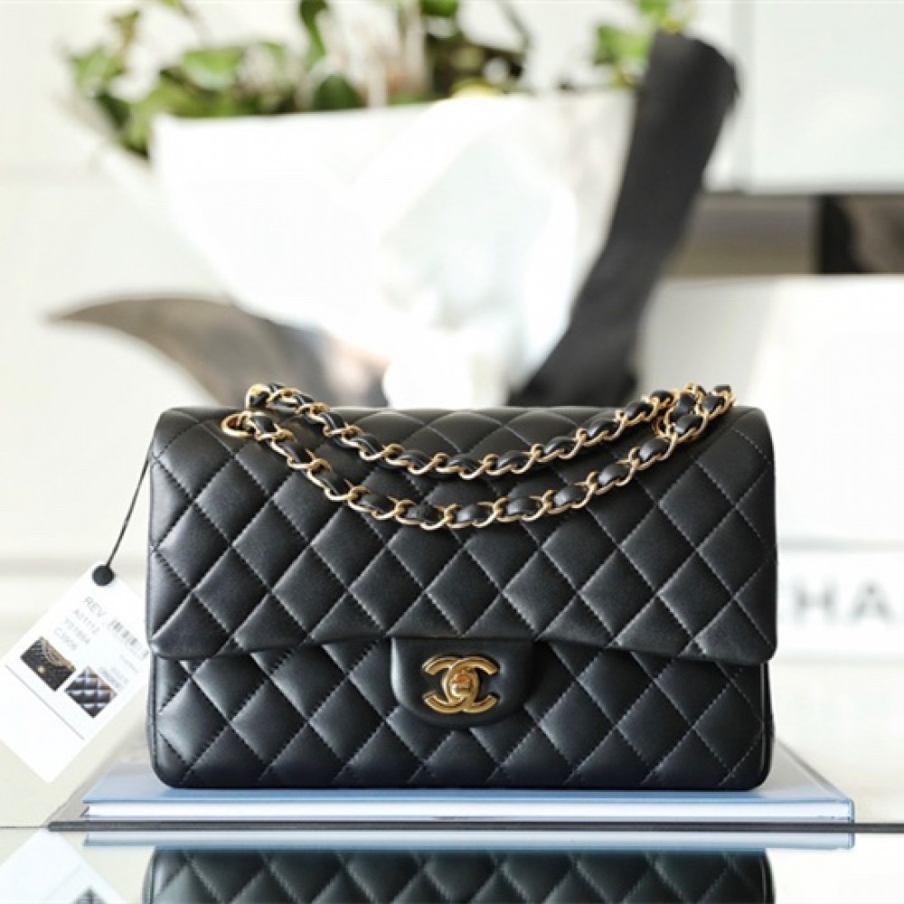 Chanel Flap Bag CF Series Black and Gold