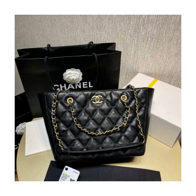 Chanel Grained Calfskin Shopping Tote Bag Black AS2030 LDBS16111