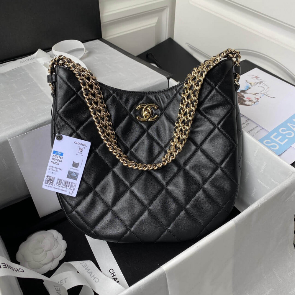 Chanel Hobo Bag in Lambskin Black AS3153 LDBS16077