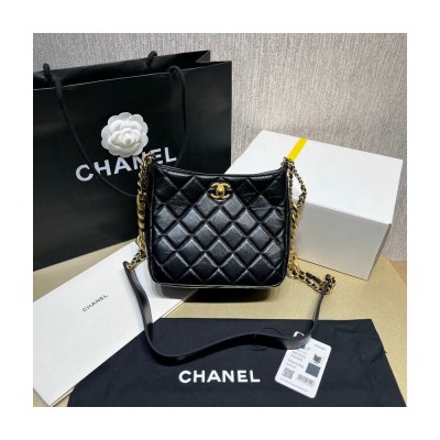 Chanel Lambskin Hobo Handbag Black AS3112 LDBS16079