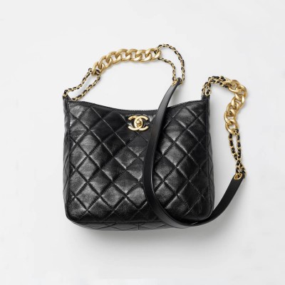 Chanel Lambskin Hobo Handbag Black AS3112 LDBS16079