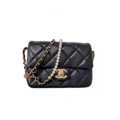 Chanel Lambskin Mini Flap Bag Black AS2855 LDBS16041