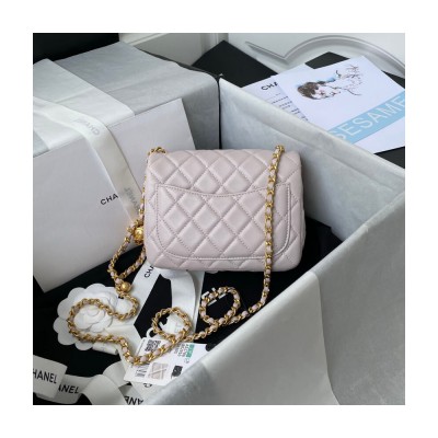 Chanel Lambskin Mini Pearl Flap Bag Light Purple AS1786 LDBS16042