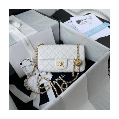 Chanel Lambskin Pearl Flap Bag White AS1787 LDBS16048