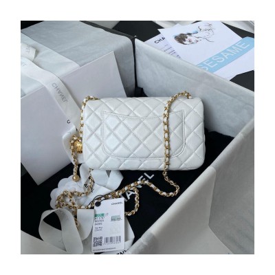 Chanel Lambskin Pearl Flap Bag White AS1787 LDBS16048