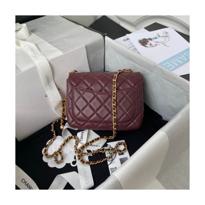 Chanel Lambskin Pearl Mini Flap Bag Burgundy AS1786 LDBS16051