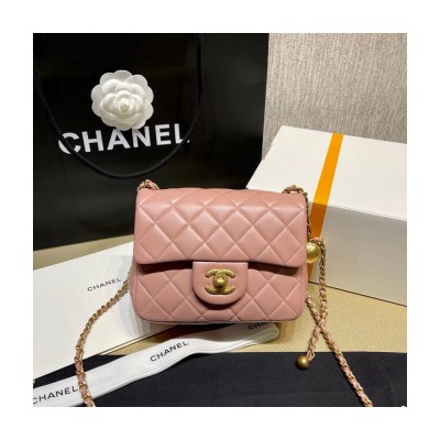 Chanel Lambskin Pearl Mini Flap Bag Pink AS1786 LDBS16054