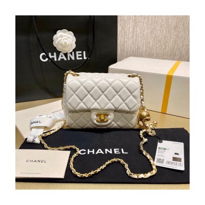 Chanel Lambskin Pearl Mini Flap Bag White AS1786 LDBS16055