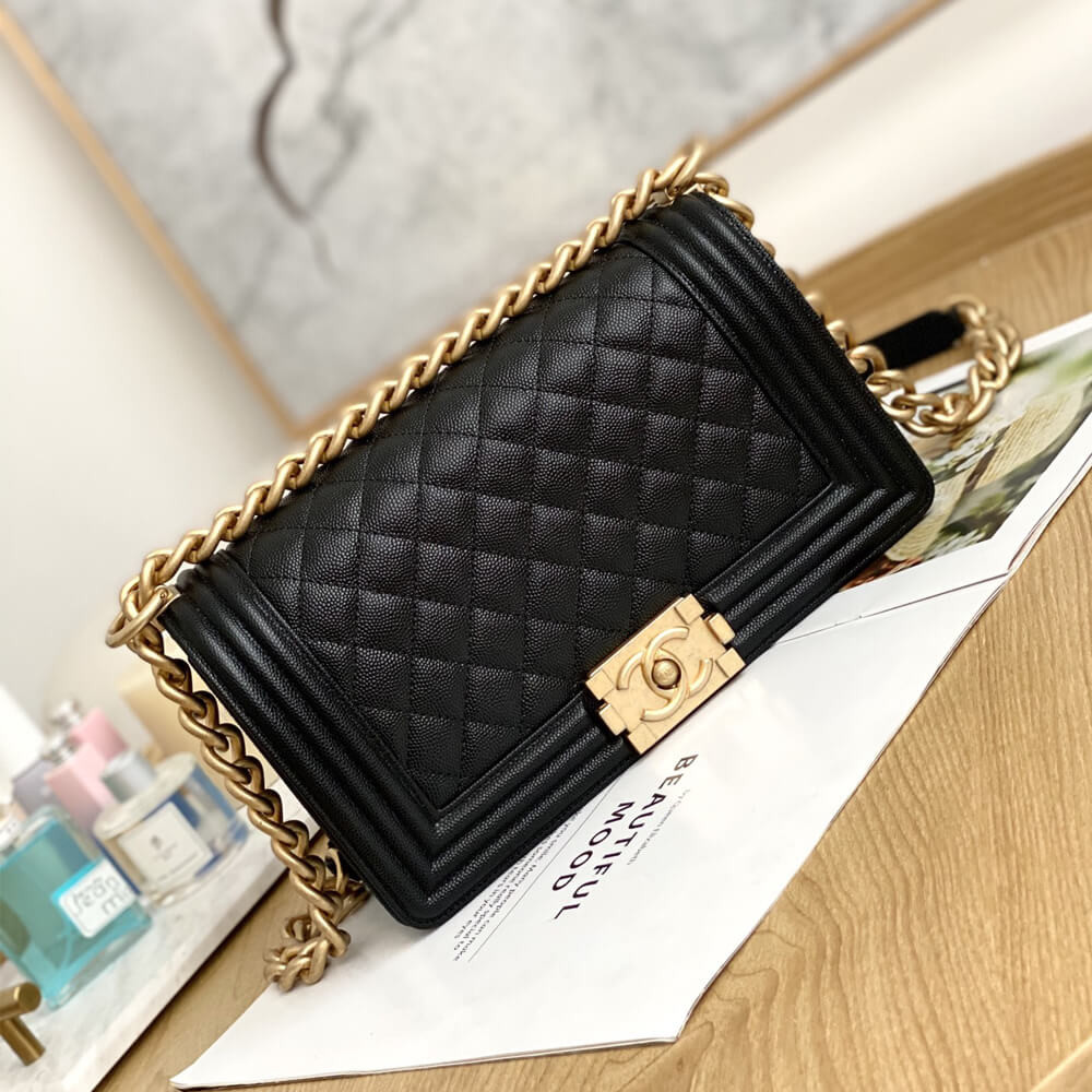 Chanel Le Boy Bag 25cm Black Caviar Leather A67086 LDBS16082