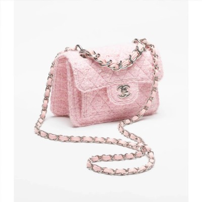 Chanel Mini Flap Bag Pink Tweed AS4051 LDBS16065