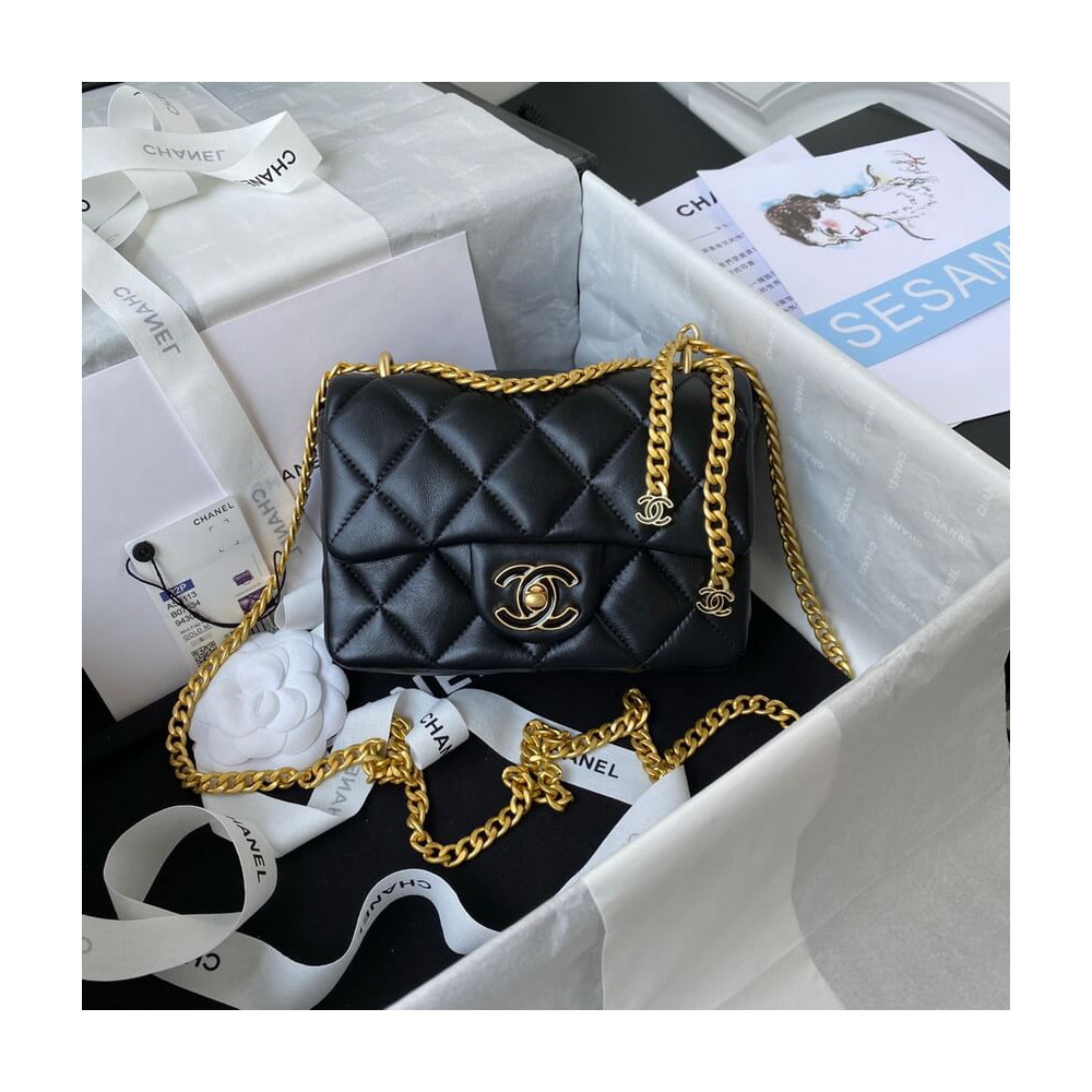 Chanel Mini Flap Bag in Lambskin with Enamel CC AS3113 LDBS16062