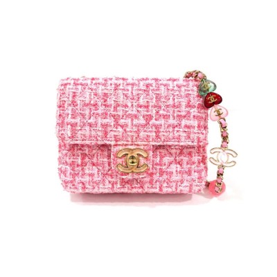 Chanel Mini Flap Bag in Pink Tweed AS3782 LDBS16063