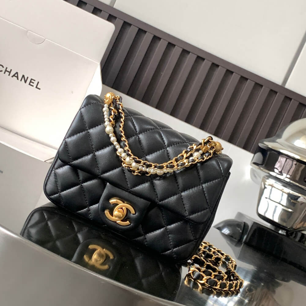 Chanel Mini Flap Bag with Pearl Top Handle Chain AS4385 LDBS16104