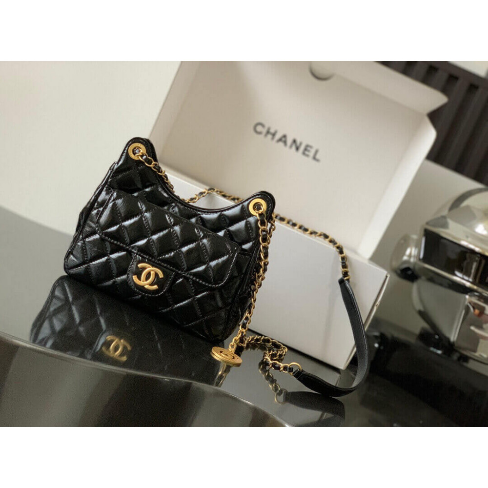 Chanel Small Hobo Bag in Shiny Crumpled Calfskin AS3710 LDBS16080